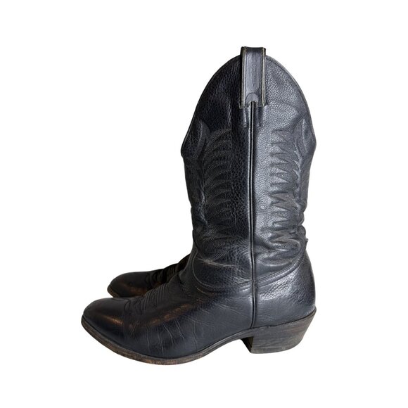 Vintage Boulet Mens Black Leather Western Cowboy Boots 11 - Picture 3 of 9